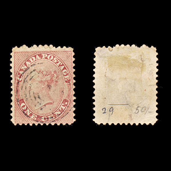9314: Canada SG29 1c Rose 1859 Sc#14 Mi10 Used C£50