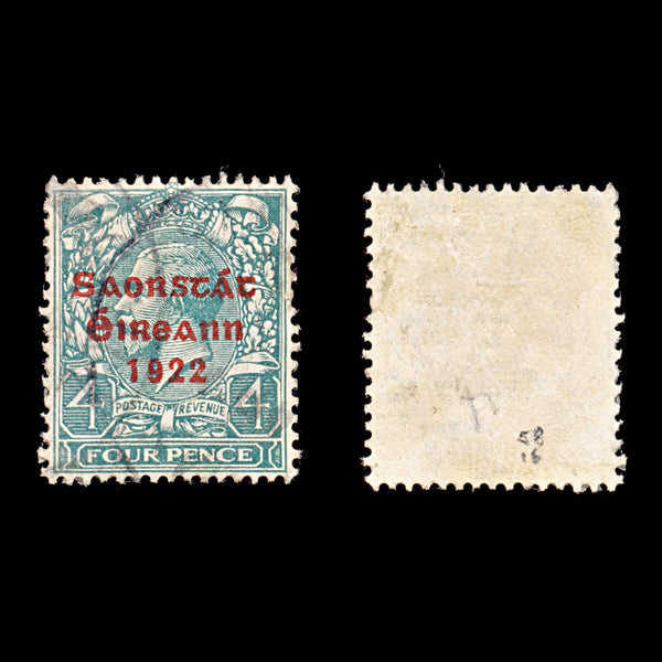 9321: Ireland SG58 4d Black green 1923 Sc#50 Mi31I Used C£16