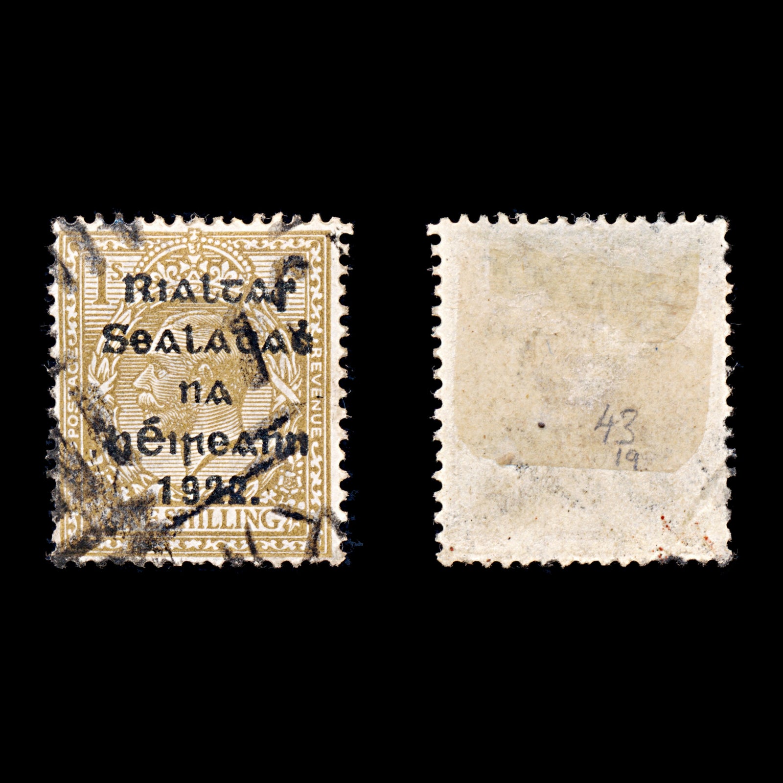 9323: Ireland SG43 1s Ochre brown 1922 Sc#18 Mi23IV Used C£19