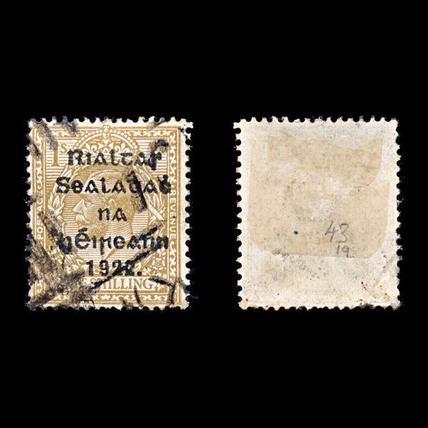 9323: Ireland SG43 1s Ochre brown 1922 Sc#18 Mi23IV Used C£19