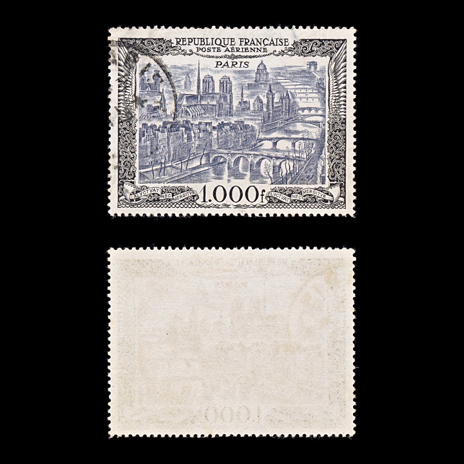 9324: France SG1059 1,000F Black &  Grey black 1950 Sc#C27 Mi865 Used C£39