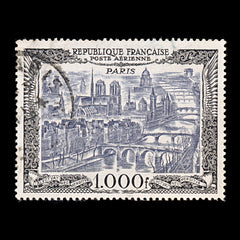 9324: France SG1059 1,000F Black &  Grey black 1950 Sc#C27 Mi865 Used C£39, view 2