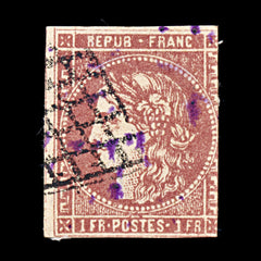 9328: France SG19 1F Carmine 1862 Sc#9 Mi7a Used C£1100, view 2