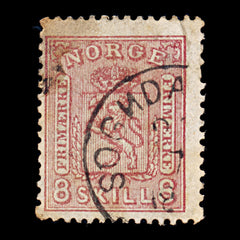 9330: Norway SG17 8Norwegian skilling Bright pink 1863 Sc#9 Mi9 Used C£80, view 2