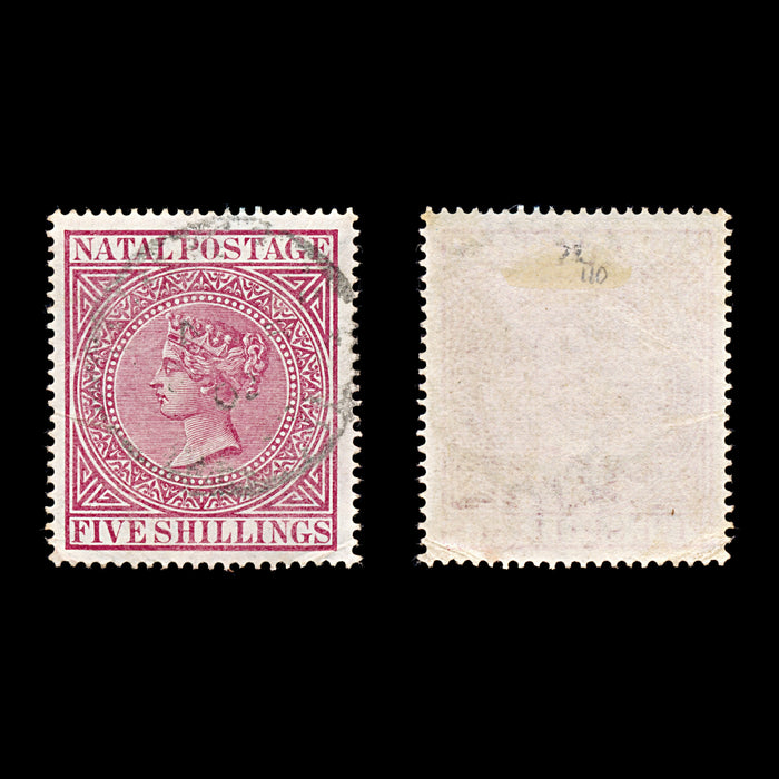 9335: Natal SG72 5s Rose 1874 Sc#57a Used C£110