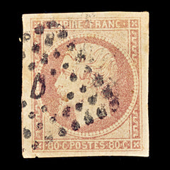 9344: France SG69 80c Carmine rose 1856 Used C£90, view 2