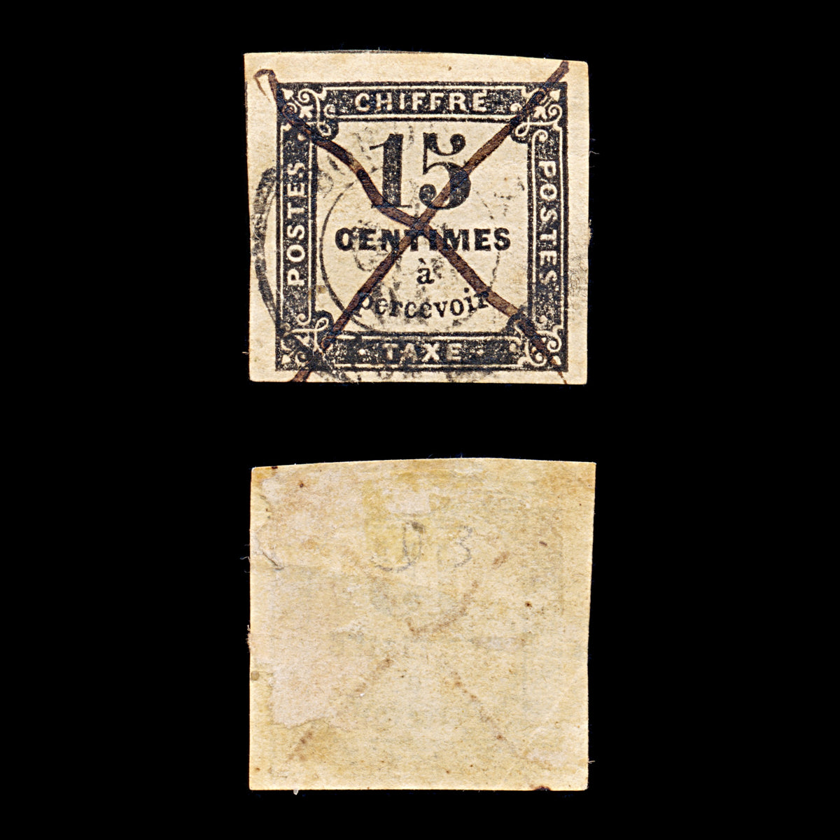 9345: France SGD185 15c Black 1870 Sc#J2 MiP4 Used C£325