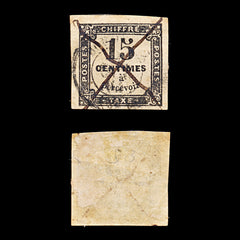 9345: France SGD185 15c Black 1870 Sc#J2 MiP4 Used C£325, view 1