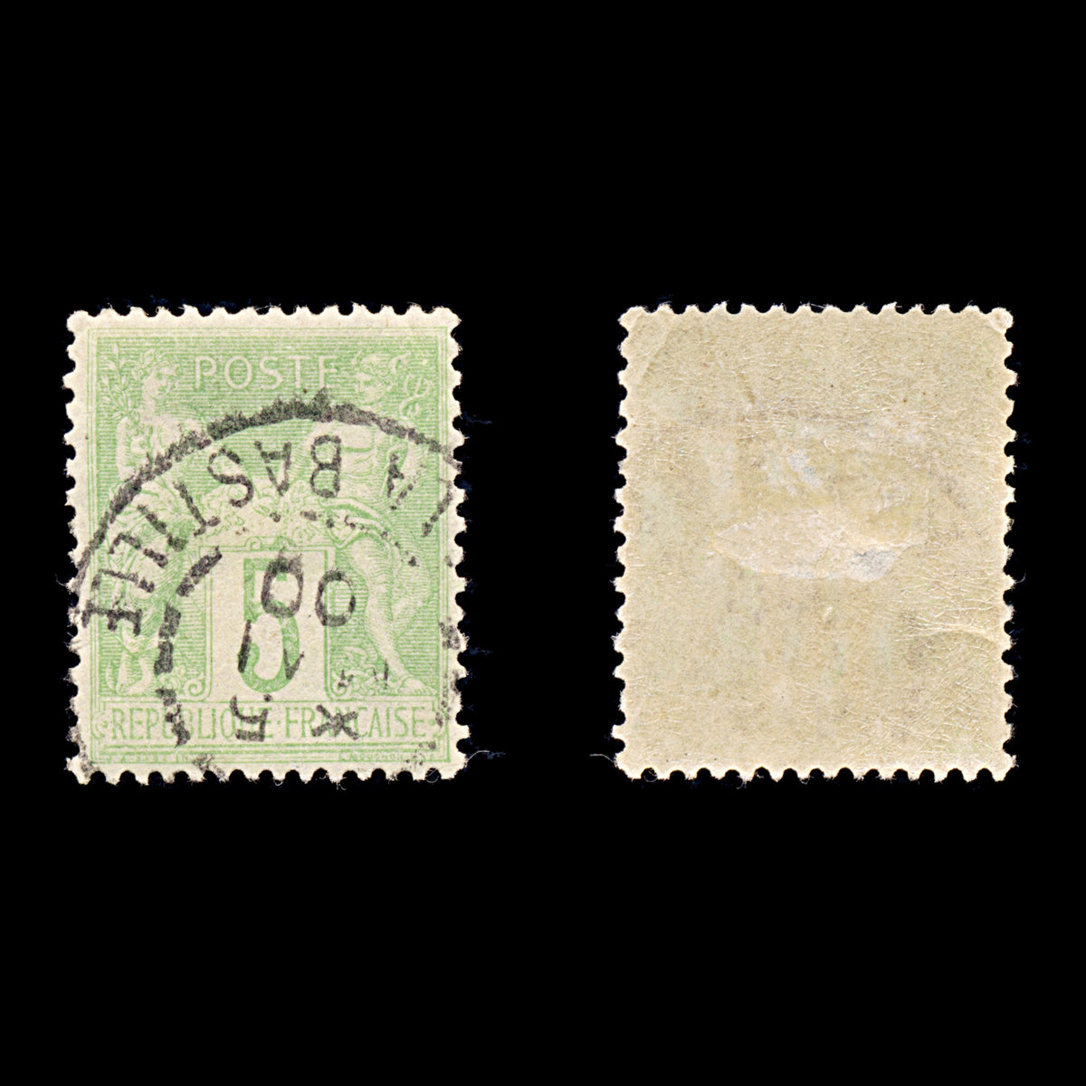 9347: France SG215 5c Green 1876 Sc#67 Mi59I Used C£50