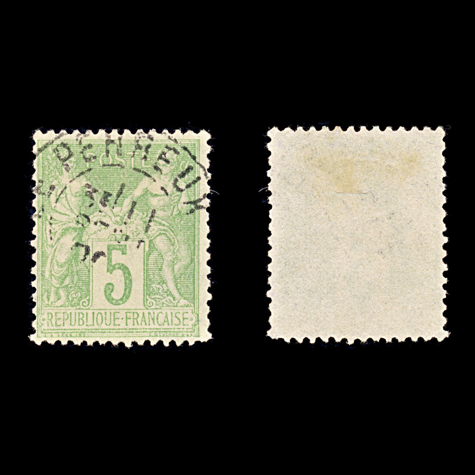 9348: France SG215 5c Green 1876 Sc#67 Mi59I Used C£50