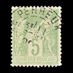 9348: France SG215 5c Green 1876 Sc#67 Mi59I Used C£50, view 2