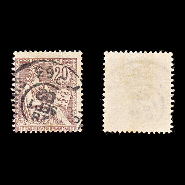 9350: France SG311 2x 20c Brown lilac 1902 Sc#135 Mi104 Used C£18