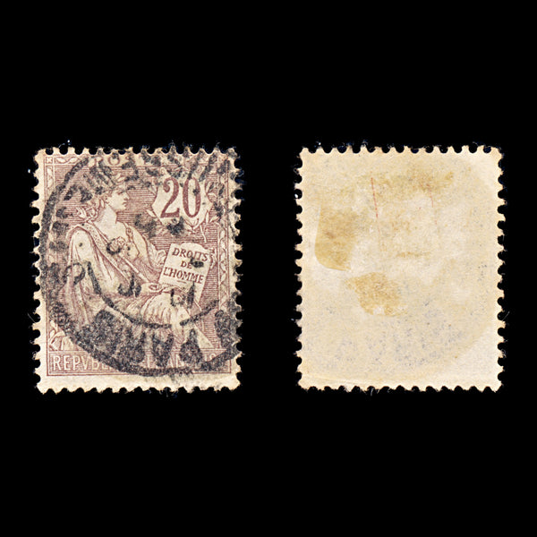 9351: France SG311 2x 20c Brown lilac 1902 Sc#135 Mi104 Used C£18
