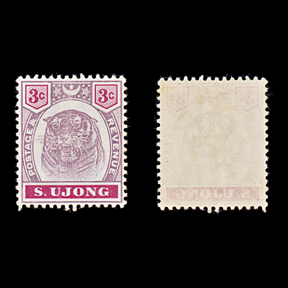 9374: Sungei Ujong SG55 3c Carmine &  Dull purple 1895 Sc#36 Mi19 Mint MLH C£27