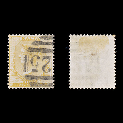 9391: Malta SG4 ½d Buff 1863 Sc#3a Used C£75