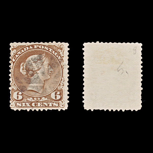 9398: Canada SG59 6c Brown 1870 Sc#27 Mi22ax Used C£75