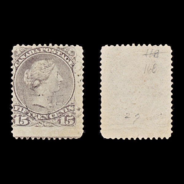 9400: Canada SG61b 2x 15c Red lilac 1868 Sc#29 Mi24Adx Used C£35