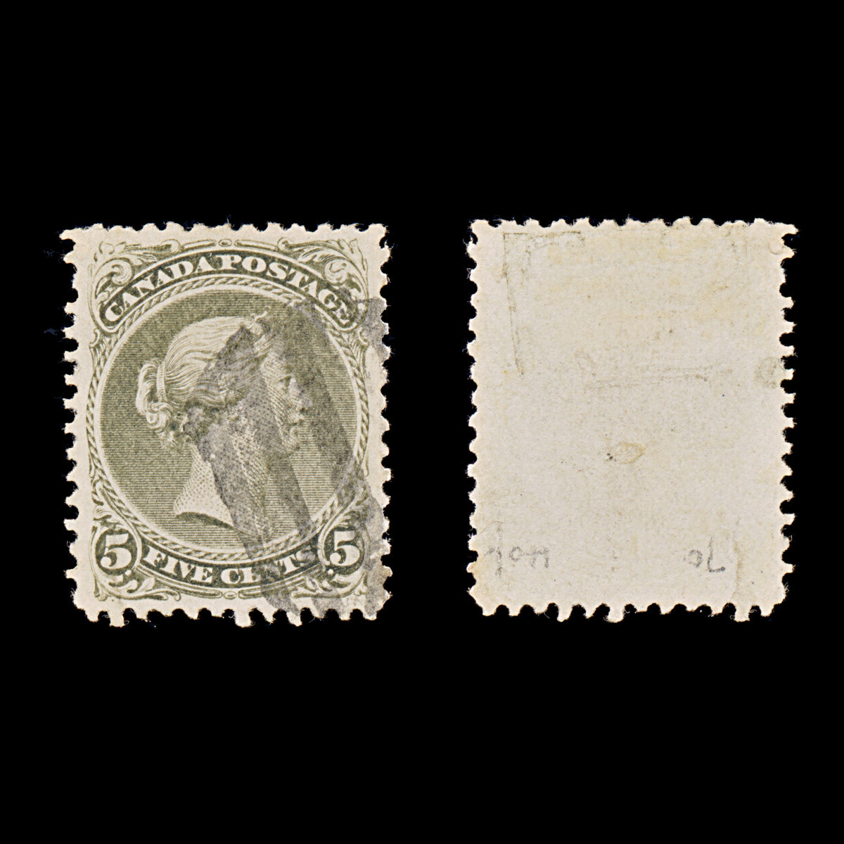 9403: Canada SG63 5c Deep olive 1875 Sc#26 Mi21C Used C£85