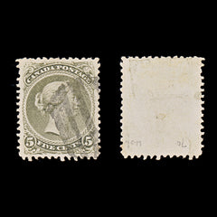9403: Canada SG63 5c Deep olive 1875 Sc#26 Mi21C Used C£85, view 1