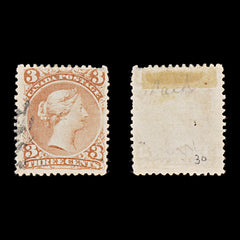 9412: Canada SG58a Laid Paper 1868 Sc#33 Mi20yA Used C£600, view 1