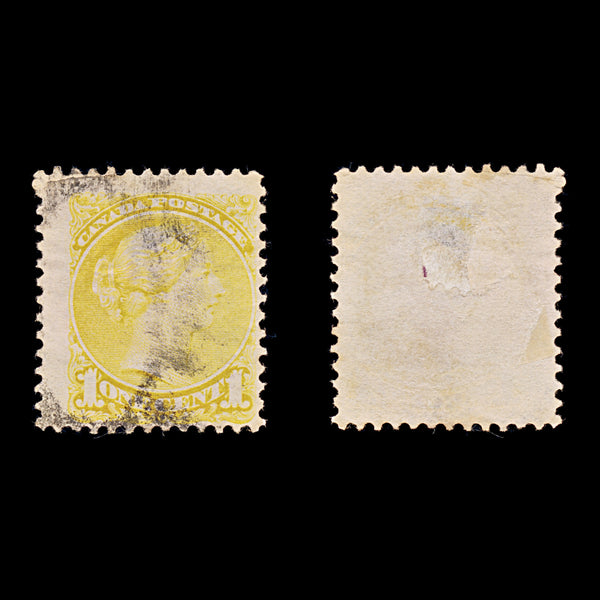 9414: Canada SG76 1c Lemon yellow 1880 Used C£20
