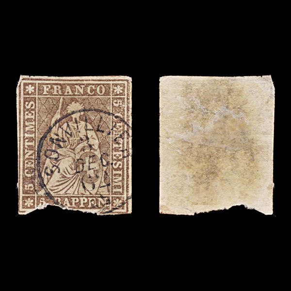 9454: Switzerland SG33 Faults 1855 Sc#24 Mi13IIAyna Used C£110