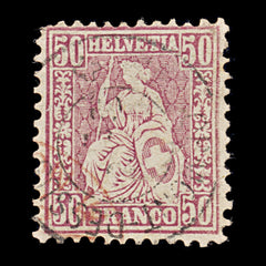 9456: Switzerland SG67 50c Reddish lilac 1867 Sc#59 Mi35a Used C£60, view 2