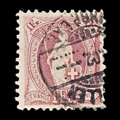 9458: Switzerland SG152Ac 1F Medium brownish lilac 1891 Sc#87c Mi63XCa Used C£34, view 2