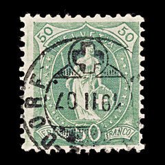 9459: Switzerland SG211 50c Dark grey green 1907 Sc#109a Mi78D Used C£29, view 2