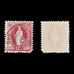 9460: Switzerland SG219 1F Bright lilac red 1908 Sc#124 Mi93Da Used C£15, view 1