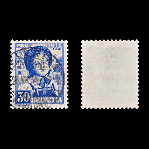 9463: Switzerland SGJ79 30c Dark violet blue &  Grey yellow 1936 Sc#B84 Mi309 Used C£41