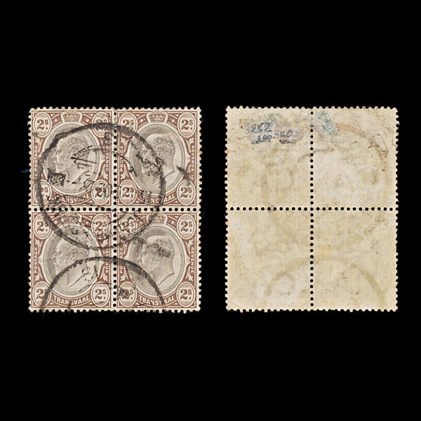9465: Transvaal SG252 Block of 4 1902 Sc#261 Mi111 Used C£340