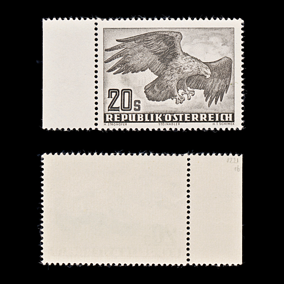 9471: Austria SG1121 20S Grey black 1956 Sc#C60 Mi968x Mint MNH C£13