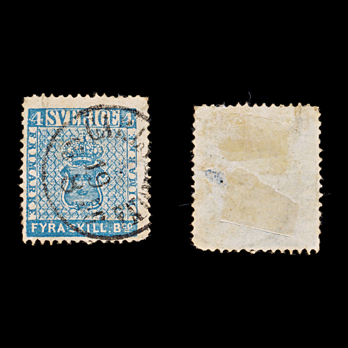 9484: Sweden SG2 4Sk Blue 1855 Sc#2 Mi2a Used C£170