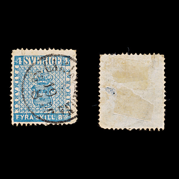 9484: Sweden SG2 4Sk Blue 1855 Sc#2 Mi2a Used C£170