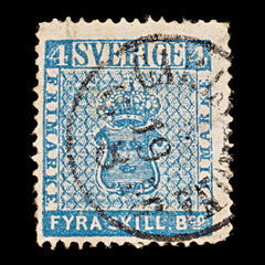 9484: Sweden SG2 4Sk Blue 1855 Sc#2 Mi2a Used C£170, view 2