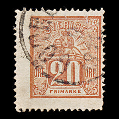 9485: Sweden SG15 20ore Dark brick red 1867 Sc#16a Mi16b Used C£27, view 2
