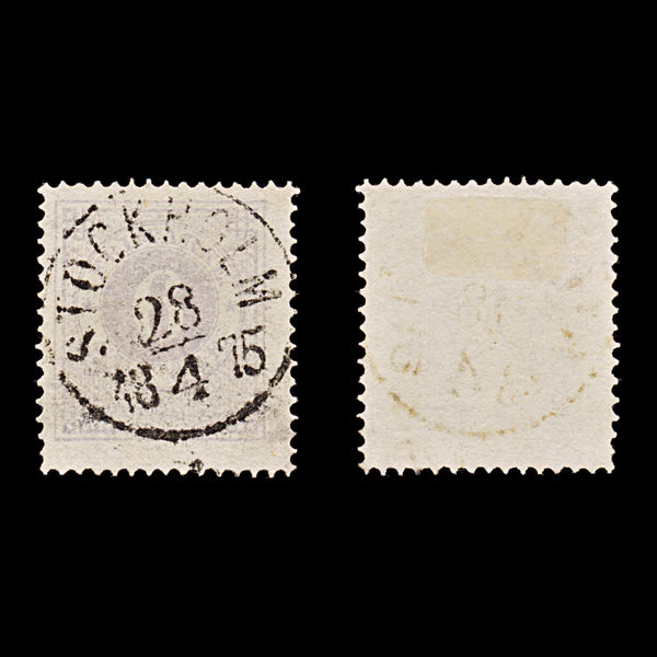 9488: Sweden SG19a 6ore Violet 1875 Sc#20 Mi20Aa Used C£32
