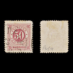 9489: Sweden SG25 50ore Red 1872 Sc#26 Mi25A Used C£30, view 1