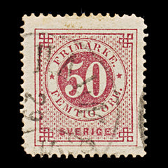 9489: Sweden SG25 50ore Red 1872 Sc#26 Mi25A Used C£30, view 2