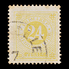 9491: Sweden SG23a 24ore Yellow 1878 Sc#34 Mi23B Used C£21, view 2