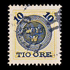 9492: Sweden SG40 10ore Yellow 1889 Sc#51 Mi40 Used C£23, view 2