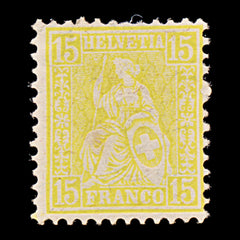 9501: Switzerland SG108 15c Yellow 1881 Sc#63 Mi39 Mint MH C£11, view 2