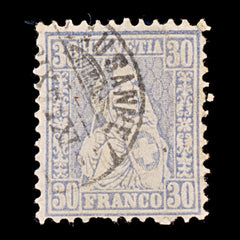 9502: Switzerland SG65 30c Prussian blue 1867 Sc#56a Mi33b Used C£250, view 2