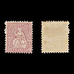 9503: Switzerland SG67a 50c Dark purple lilac 1867 Mi35b Mint MH C£60, view 1