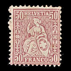 9503: Switzerland SG67a 50c Dark purple lilac 1867 Mi35b Mint MH C£60, view 2