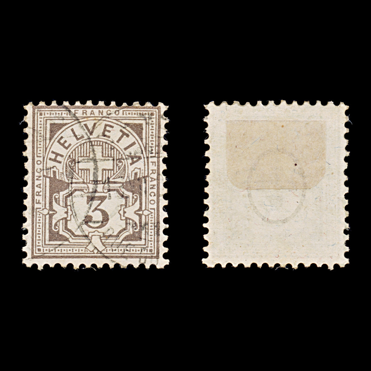 9504: Switzerland SG127Bc 3c Blackish grey brown &  Dark grey brown 1894 Sc#70 Mi51Ya Used C£15