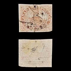9507: Canada SG1 3d Orange vermilion 1851 Sc#1 Mi2w Used C£1100, view 1