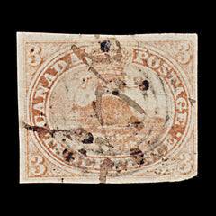 9507: Canada SG1 3d Orange vermilion 1851 Sc#1 Mi2w Used C£1100, view 2