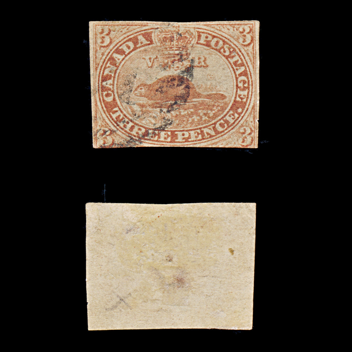9509: Canada SG7 3d Scarlet vermilion 1852 Sc#4xi Used C£275